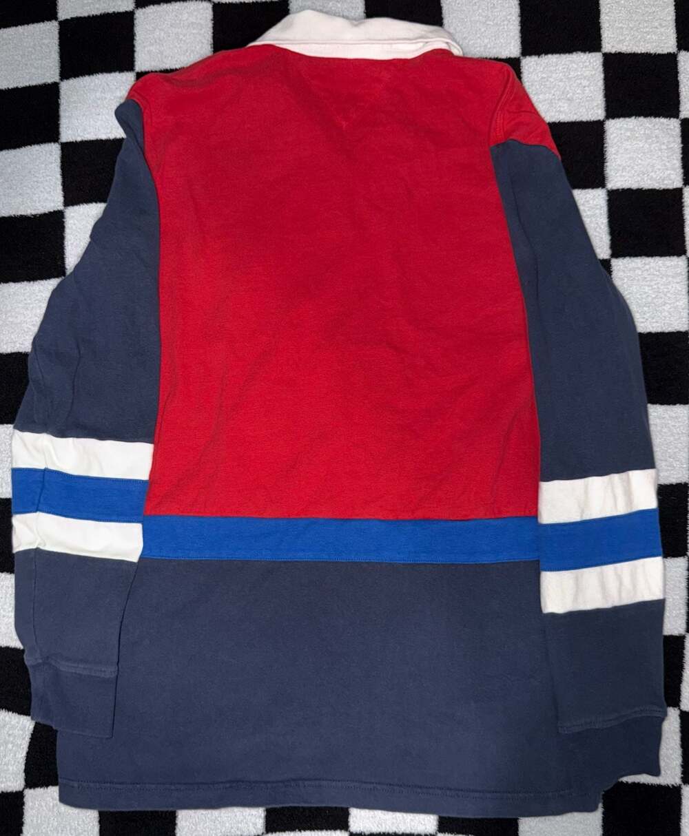 Vintage Tommy Jeans 1985 Colorblock Long Sleeve Rugby Shirt - Picture 2 of 5